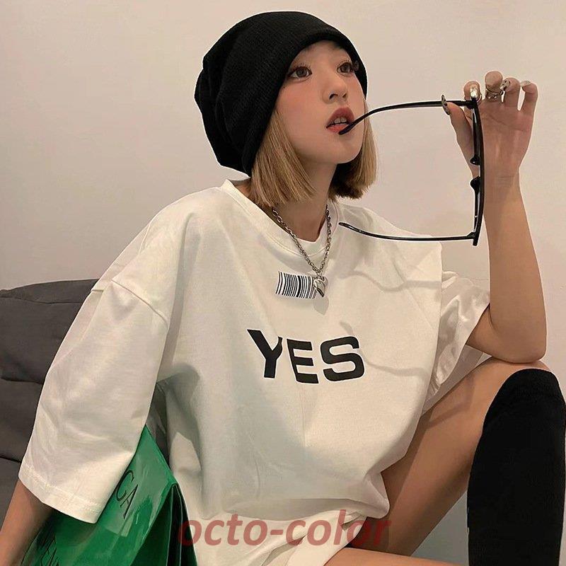 tシャツ レディース 夏 半袖 韓国 ロゴ カットソー Uネック トップス ゆるTシャツ 丸首 プルオーバー プリント ホワイト 白 カジュアルtシャツ レディース 夏 半袖 韓国 レディースファッシ