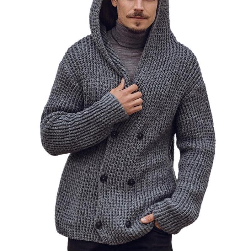 フード付き ローケージ ダブル ラフ アウター ニット 無地 秋服 冬服メンズファッション トップス セーターフード付き ローケージ ダブル ラフ トップス ニット セーター 豊富な品揃え M L X